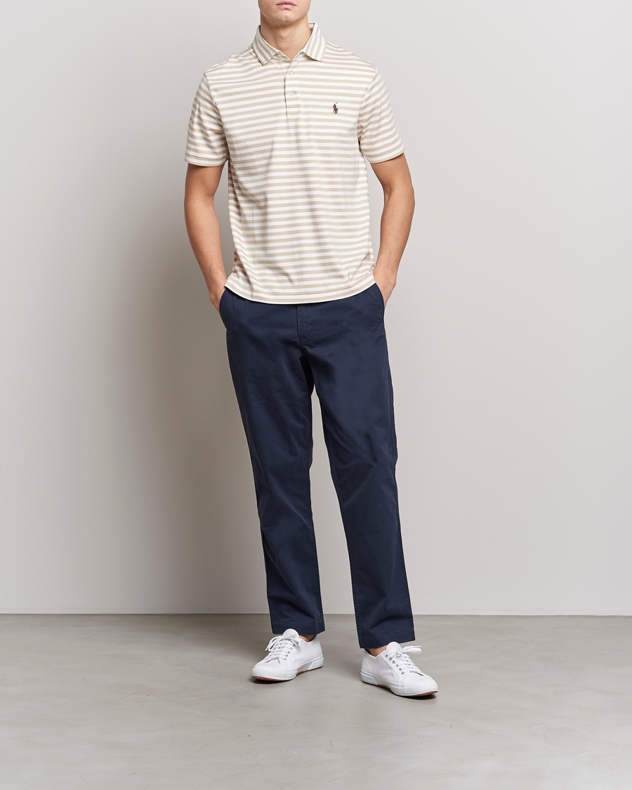 Heren | Polo's | Polo Ralph Lauren | Luxury Pima Cotton Striped Polo Beige/White