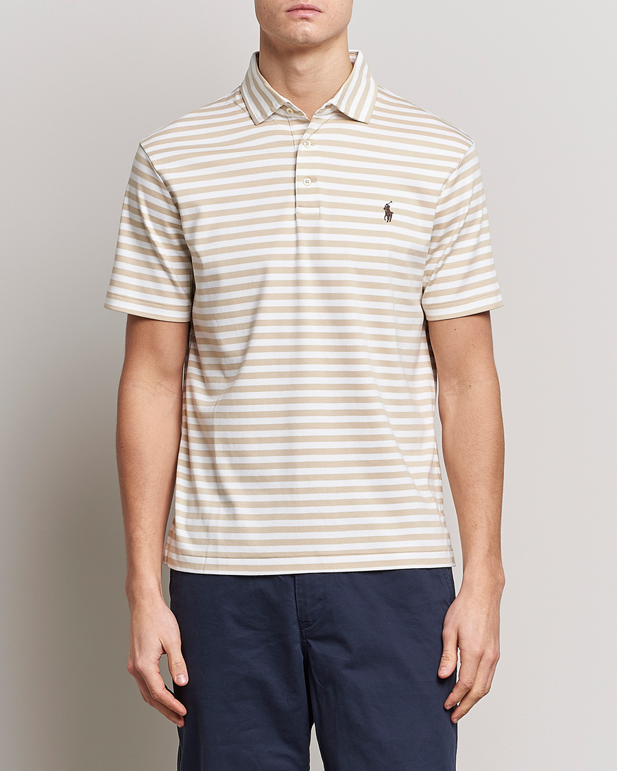 Heren | Polo's | Polo Ralph Lauren | Luxury Pima Cotton Striped Polo Beige/White