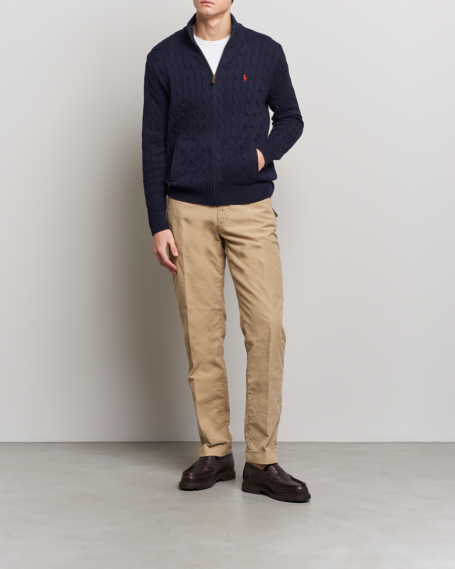 Homme | Pulls Et Tricots | Polo Ralph Lauren | Cable Knitted Full-Zip Hunter Navy