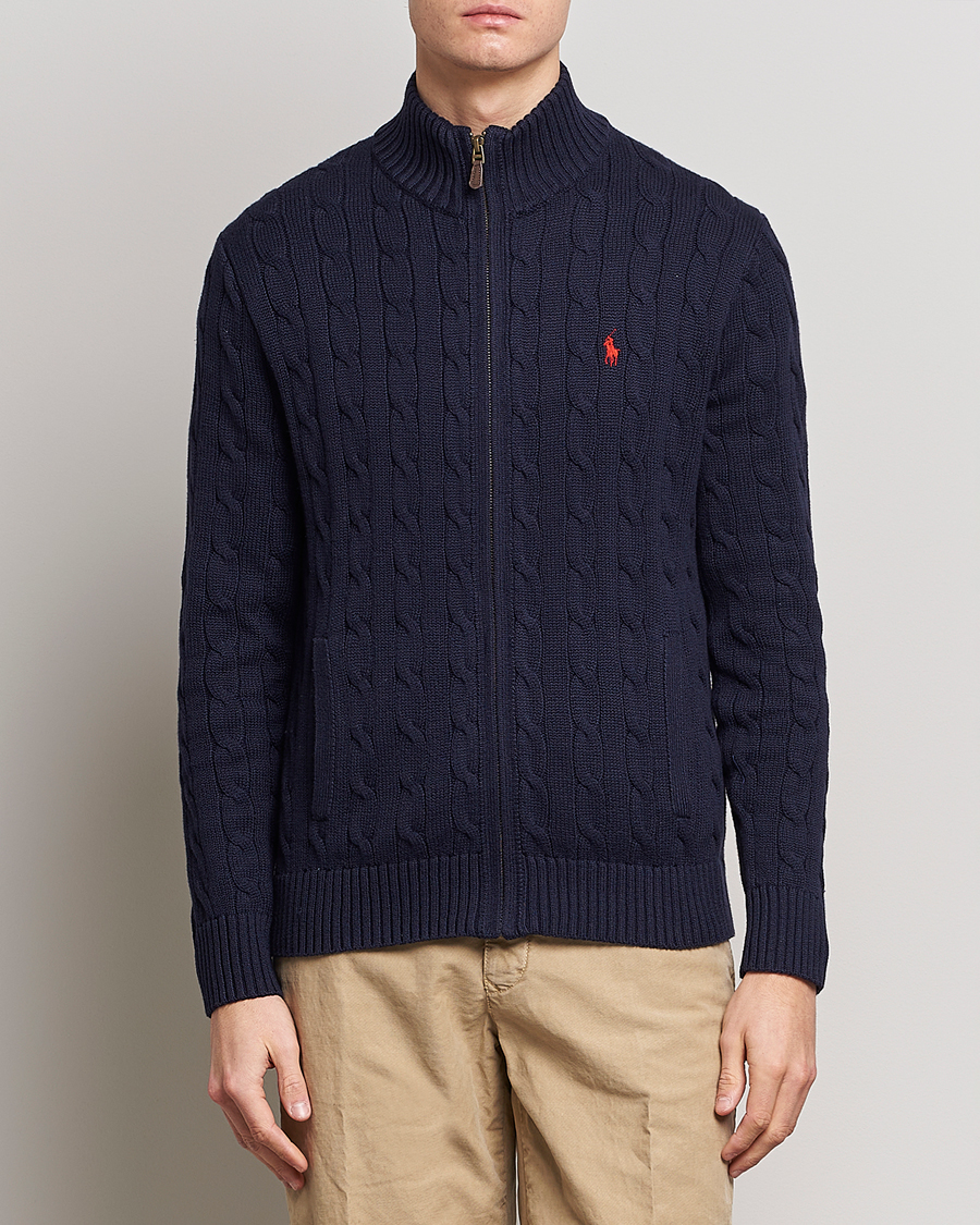 Homme | Pulls Et Tricots | Polo Ralph Lauren | Cable Knitted Full-Zip Hunter Navy