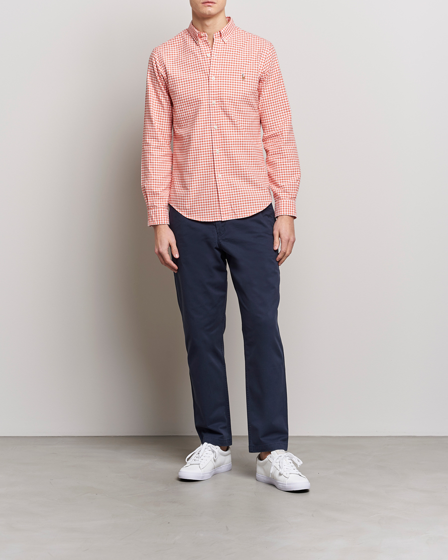 Heren | Overhemden | Polo Ralph Lauren | Slim Fit Oxford Checked Shirt Orange/White