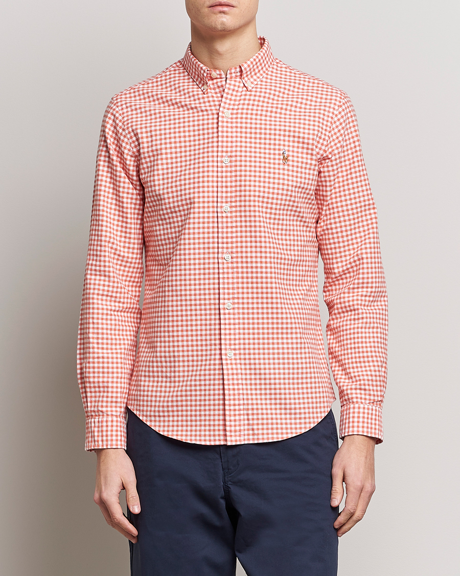 Heren | Overhemden | Polo Ralph Lauren | Slim Fit Oxford Checked Shirt Orange/White