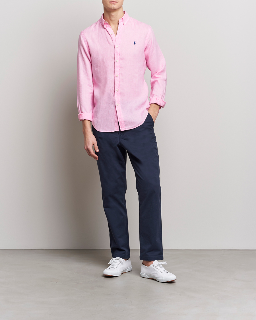 Heren | Overhemden | Polo Ralph Lauren | Slim Fit Linen Button Down Shirt Carmel Pink