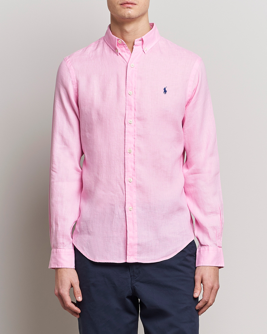 Heren | Overhemden | Polo Ralph Lauren | Slim Fit Linen Button Down Shirt Carmel Pink