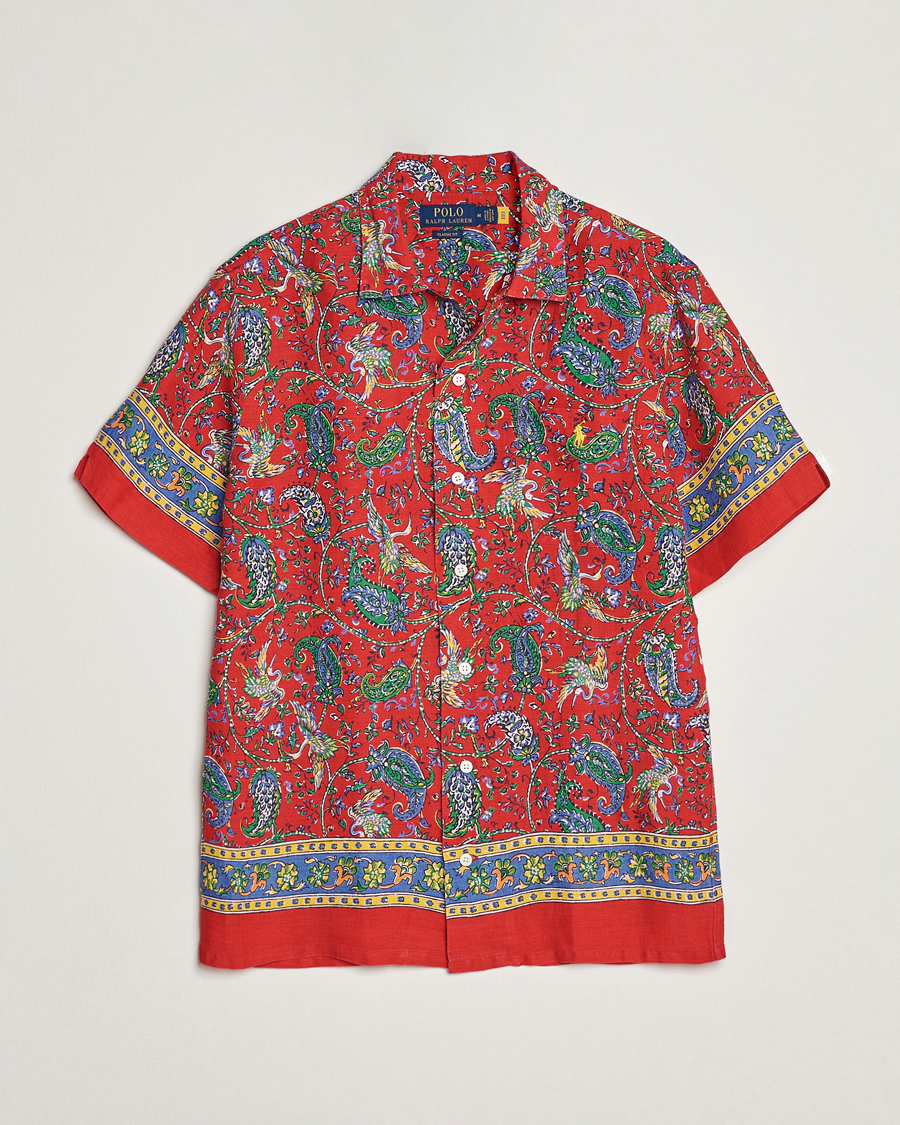 Homme | Chemises | Polo Ralph Lauren | Linen Printed Camp Collar Shirt Red Multi