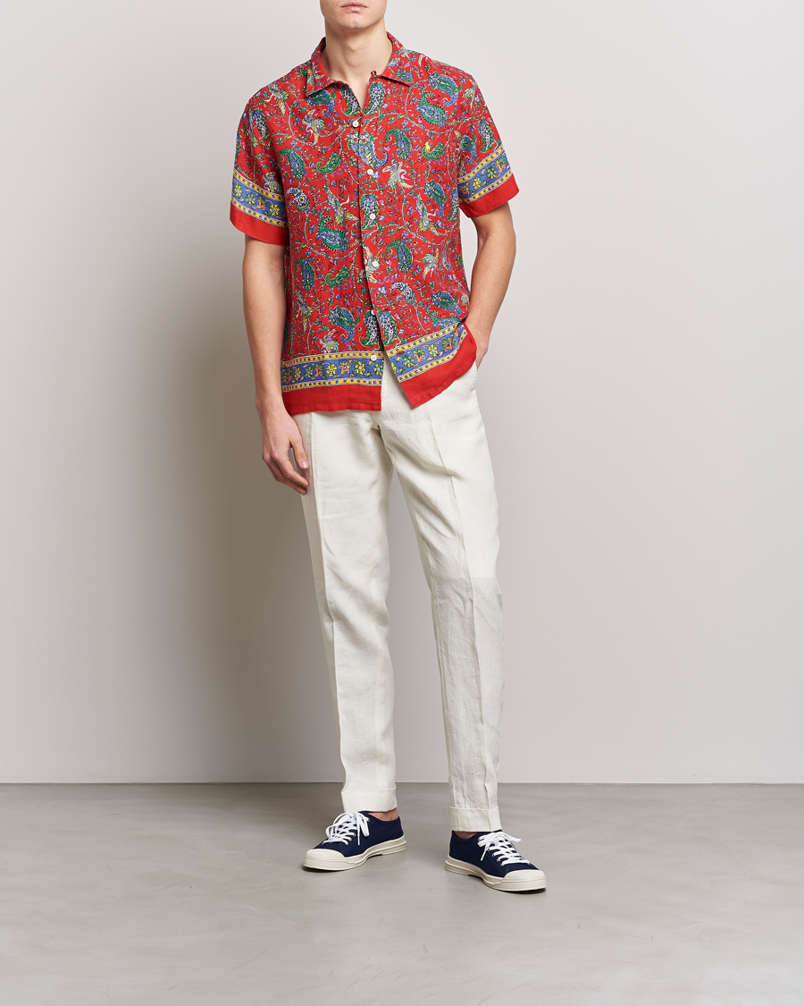 Homme | Chemises | Polo Ralph Lauren | Linen Printed Camp Collar Shirt Red Multi