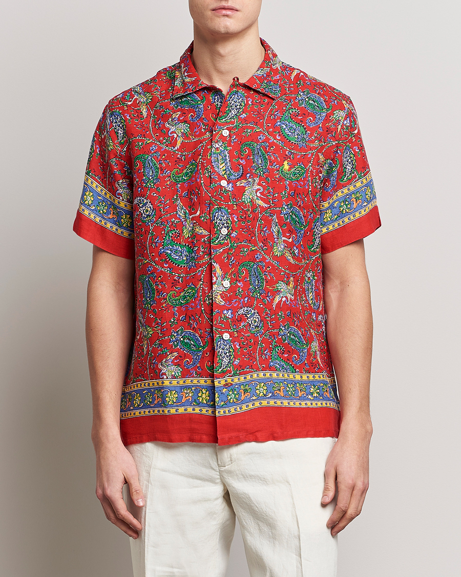 Homme | Chemises | Polo Ralph Lauren | Linen Printed Camp Collar Shirt Red Multi