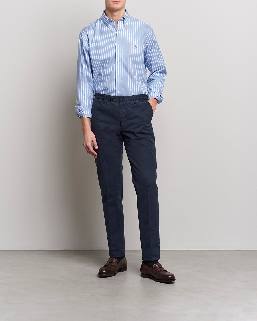 Homme | Chemises | Polo Ralph Lauren | Custom Fit Striped Dress Shirt Blue/White