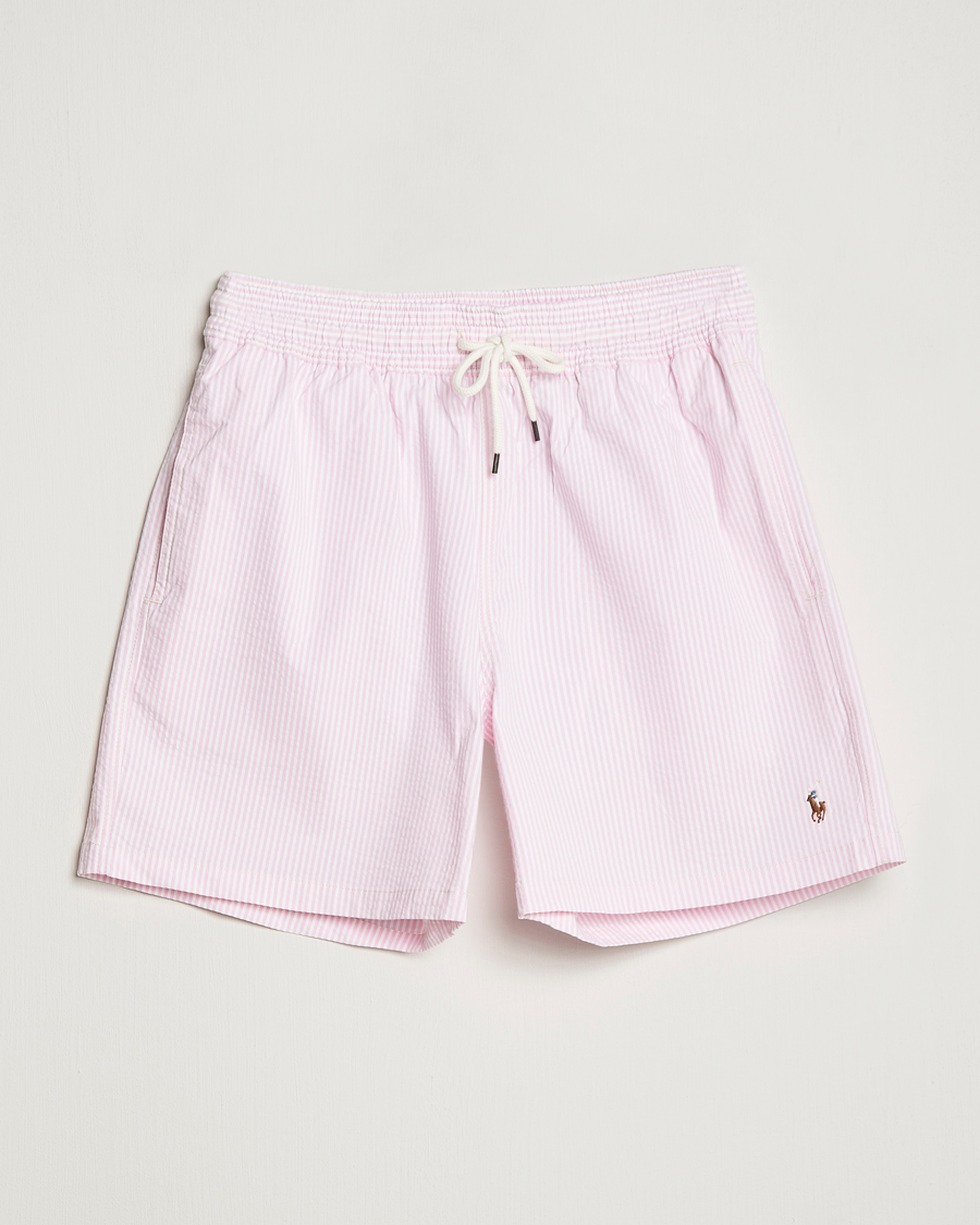 Heren | Zwembroek | Polo Ralph Lauren | Recyceled Traveler Boxer Seersucker Swimshorts Pink/White