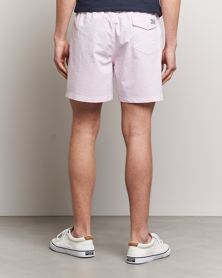 Heren | Zwembroek | Polo Ralph Lauren | Recyceled Traveler Boxer Seersucker Swimshorts Pink/White