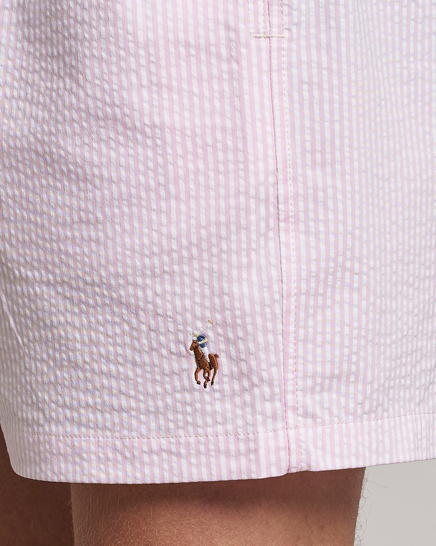 Heren | Zwembroek | Polo Ralph Lauren | Recyceled Traveler Boxer Seersucker Swimshorts Pink/White