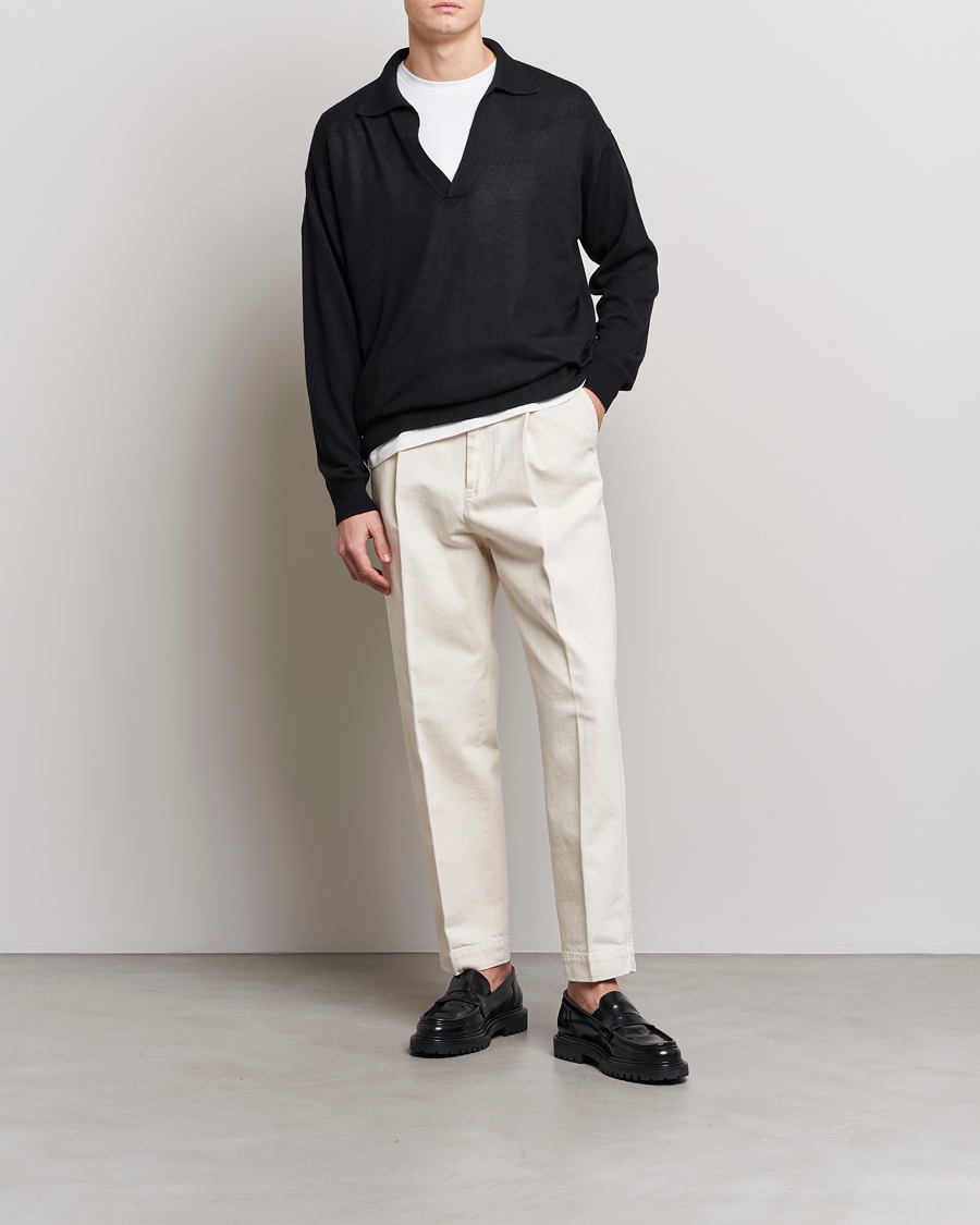 Homme | Pulls Et Tricots | Auralee | Cashmere/Silk Skipper Polo Black