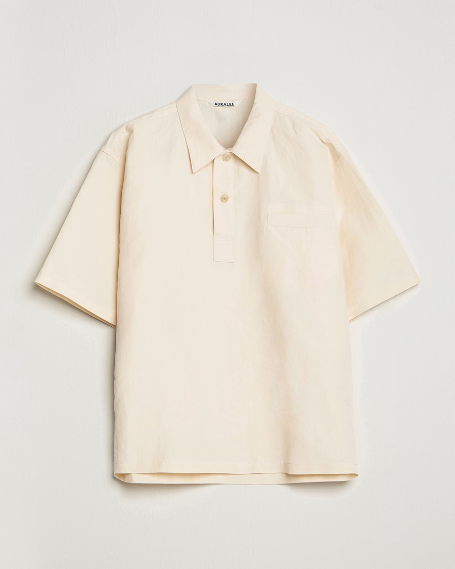 Homme | Chemises | Auralee | Finx Linen Half Sleeved Shirt Ecru