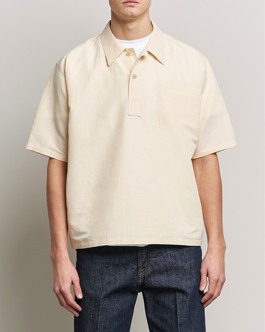 Homme | Chemises | Auralee | Finx Linen Half Sleeved Shirt Ecru