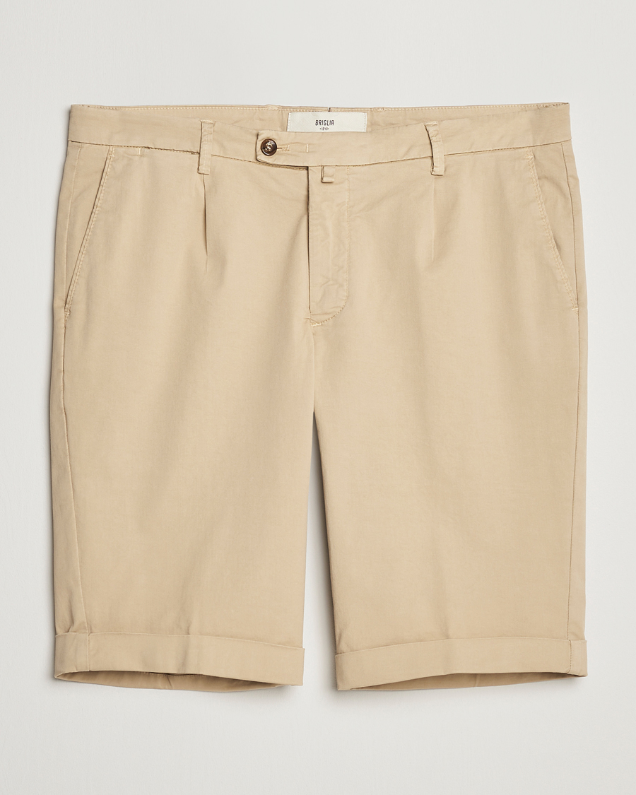 Homme | Shorts | Briglia 1949 | Pleated Cotton Shorts Beige
