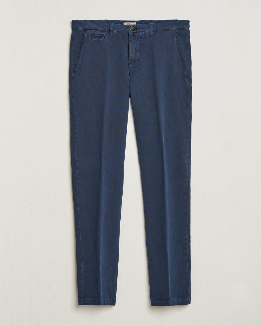 Homme | Pantalons | Briglia 1949 | Slim Fit Diagonal Cotton Stretch Trousers Navy