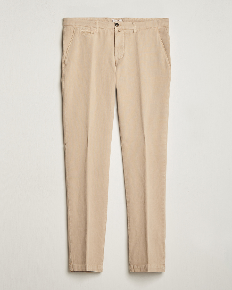Homme | Pantalons | Briglia 1949 | Slim Fit Diagonal Cotton Stretch Trousers Beige