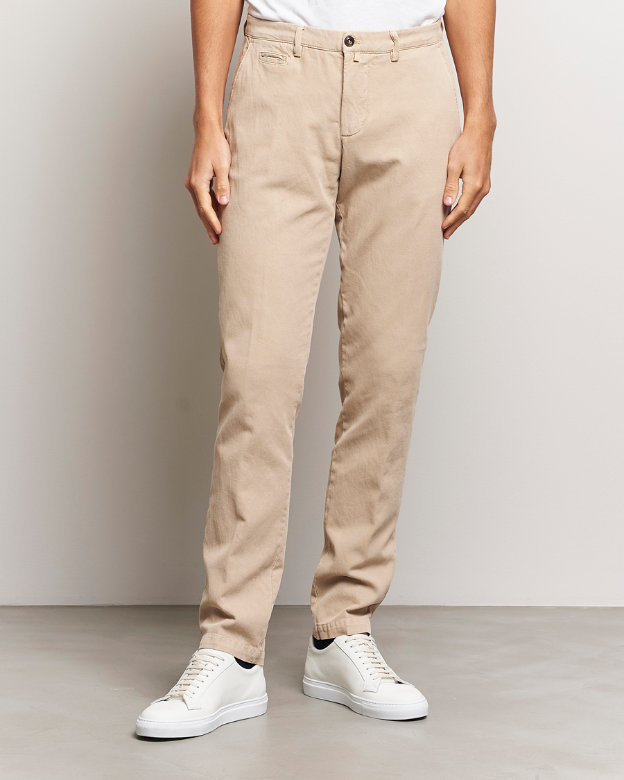Homme | Pantalons | Briglia 1949 | Slim Fit Diagonal Cotton Stretch Trousers Beige