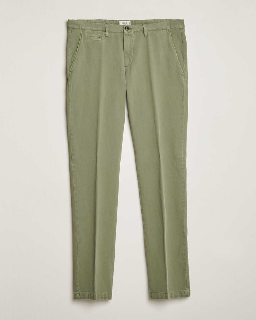Homme | Pantalons | Briglia 1949 | Slim Fit Diagonal Cotton Stretch Trousers Olive