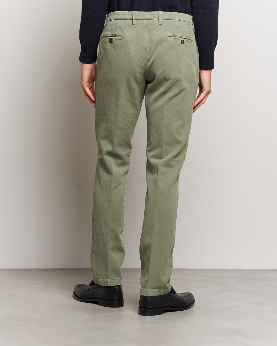 Homme | Pantalons | Briglia 1949 | Slim Fit Diagonal Cotton Stretch Trousers Olive