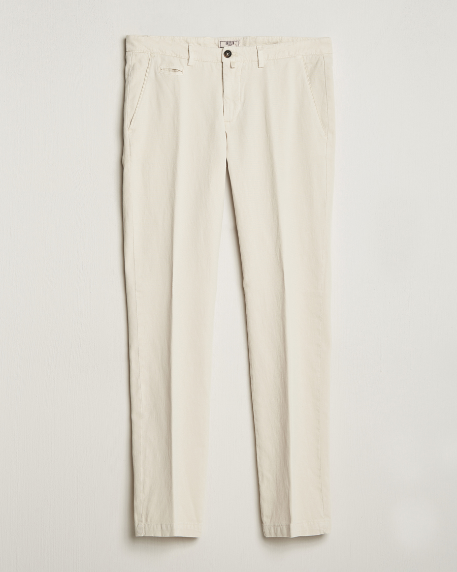 Homme | Pantalons | Briglia 1949 | Slim Fit Diagonal Cotton Stretch Trousers Cream