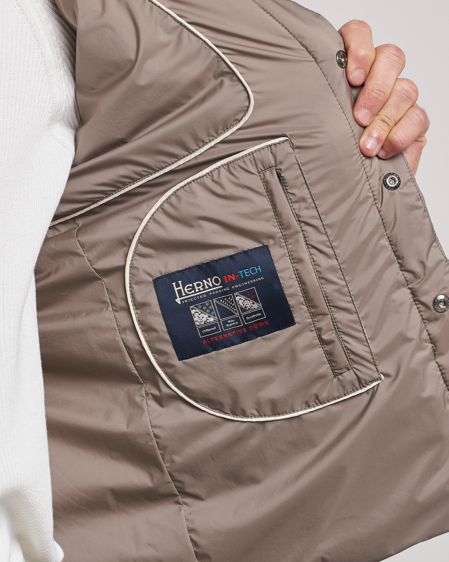 Heren | Jassen | Herno | Nuage Matt Nylon Vest Taupe