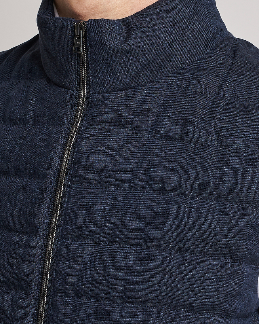 Heren | Gilets | Herno | Padded Linen Vest Navy