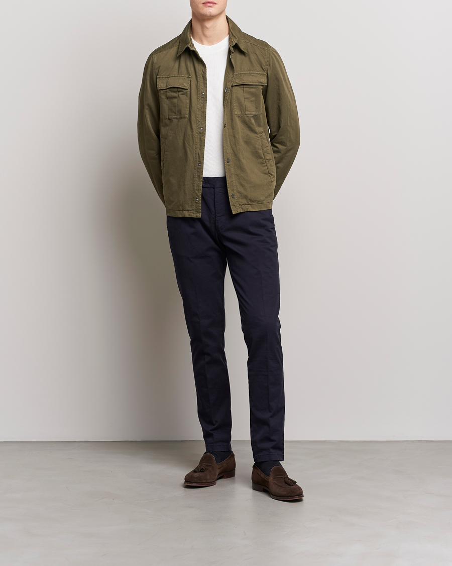 Homme | Manteaux Et Vestes | Herno | Washed Cotton/Linen Shirt Jacket Army Green
