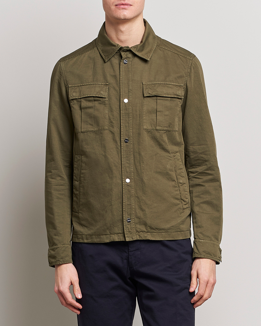 Homme | Manteaux Et Vestes | Herno | Washed Cotton/Linen Shirt Jacket Army Green