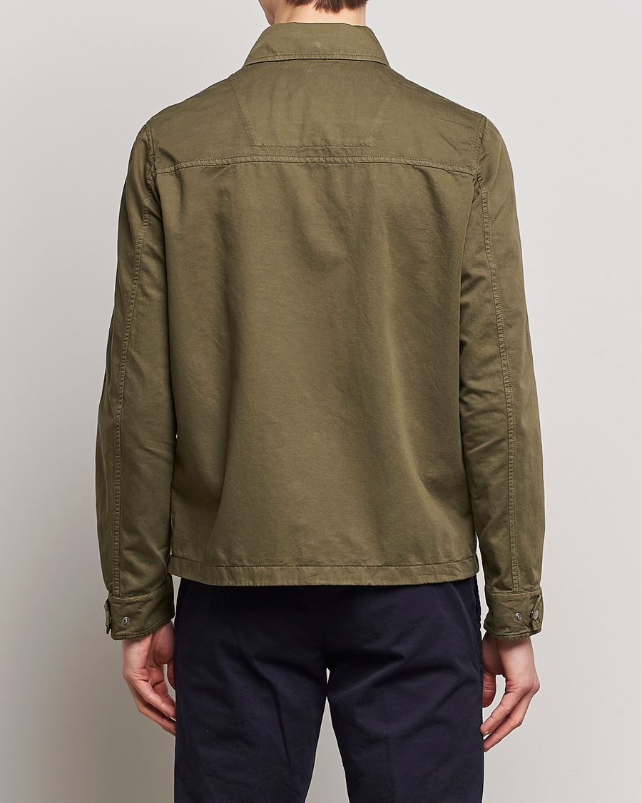 Homme | Manteaux Et Vestes | Herno | Washed Cotton/Linen Shirt Jacket Army Green