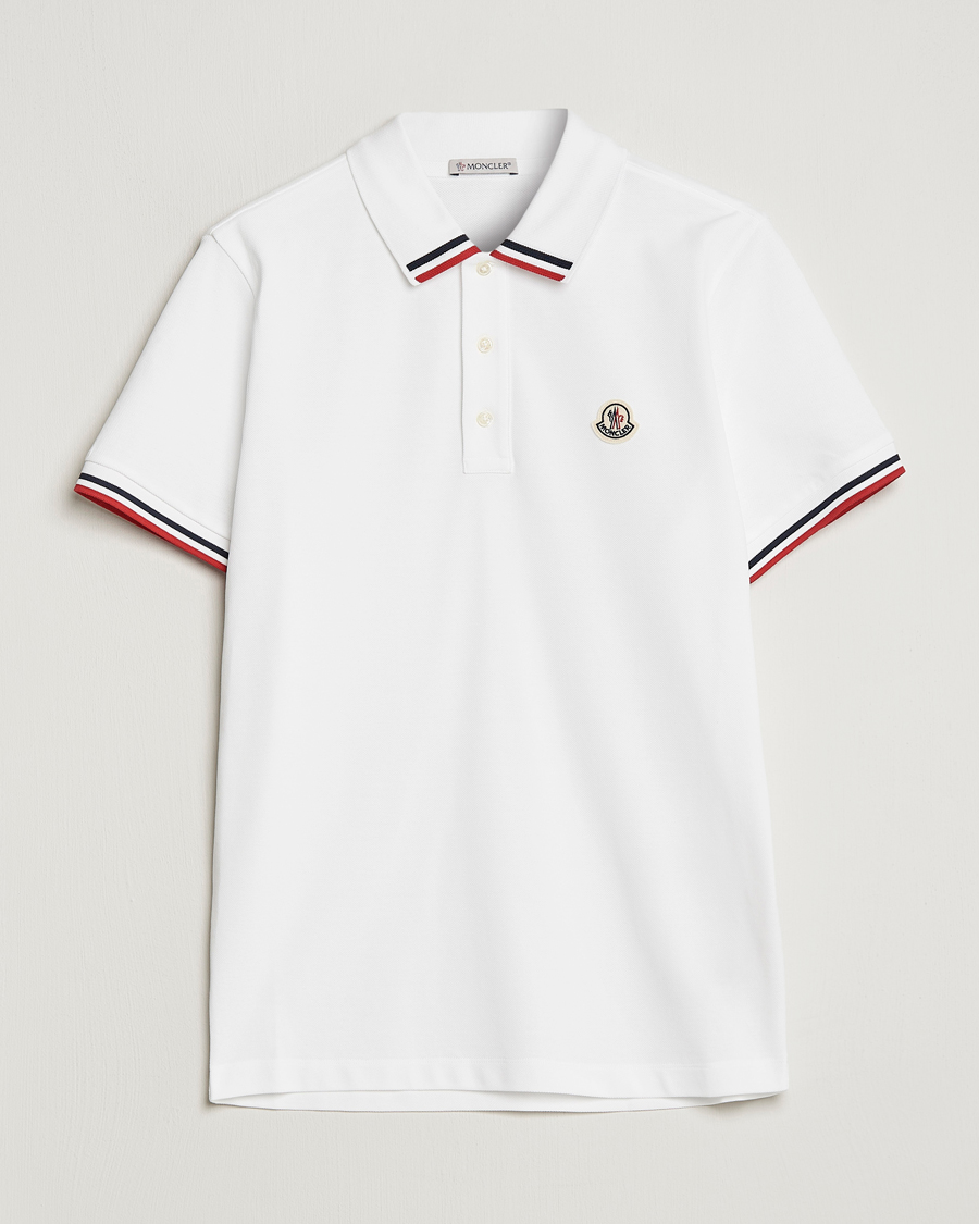 Homme | Polos | Moncler | Tricolor Rib Polo White