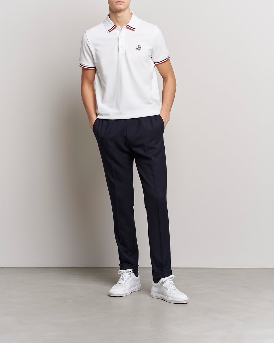 Homme | Polos | Moncler | Tricolor Rib Polo White