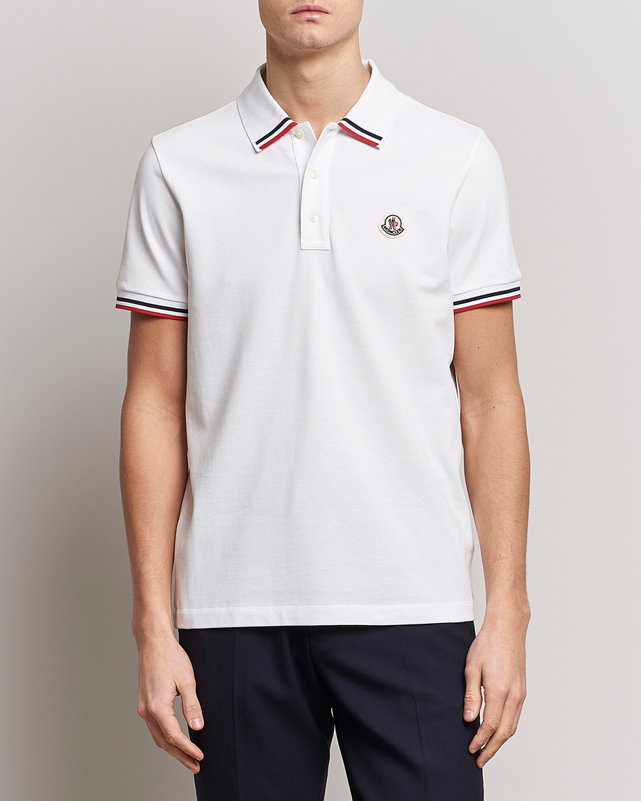 Homme | Polos | Moncler | Tricolor Rib Polo White