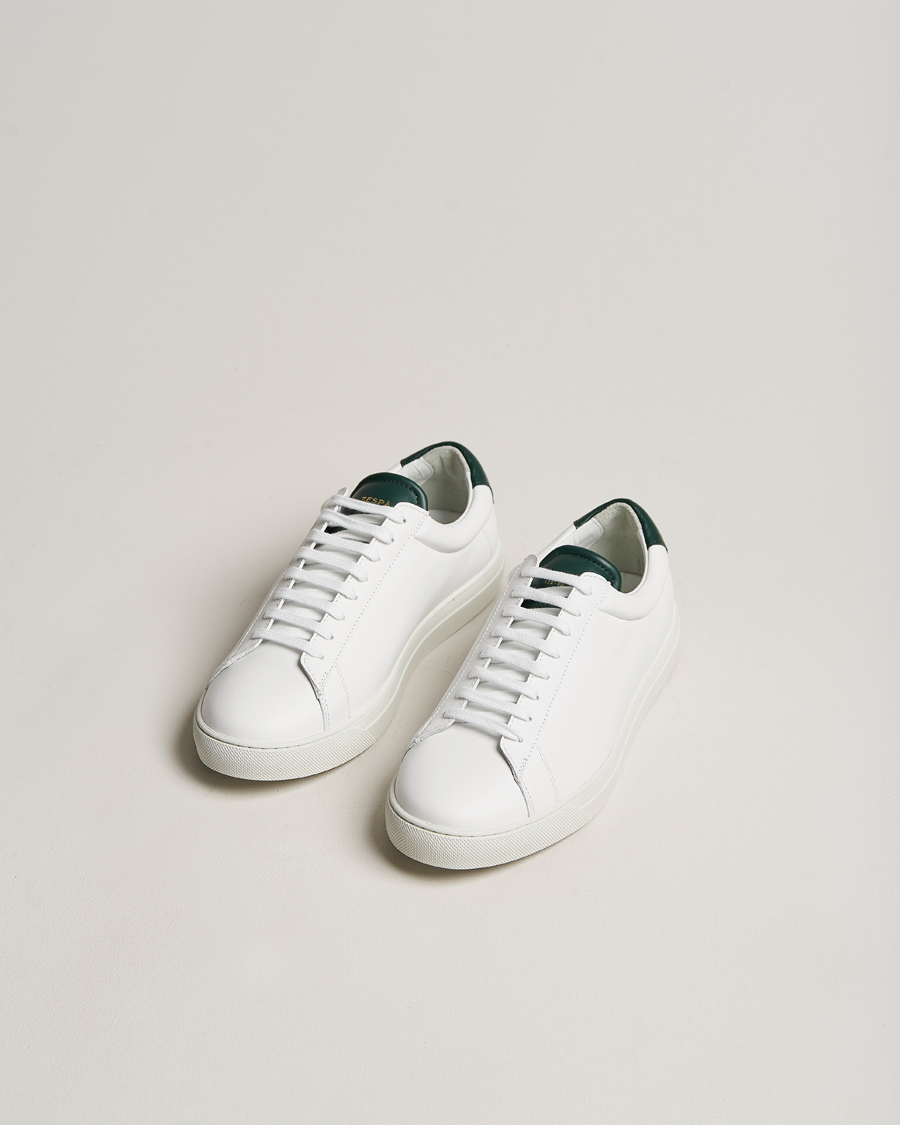 Heren | Zespà ZSP4 Nappa Leather Sneakers White/Dark Green | Zespà | ZSP4 Nappa Leather Sneakers White/Dark Green