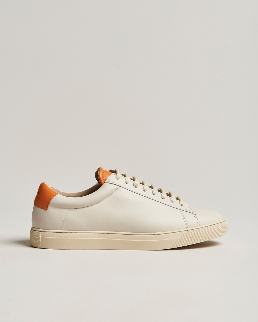 Homme | Zespà ZSP4 Nappa Leather Sneakers Off White/Pumpkin | Zespà | ZSP4 Nappa Leather Sneakers Off White/Pumpkin