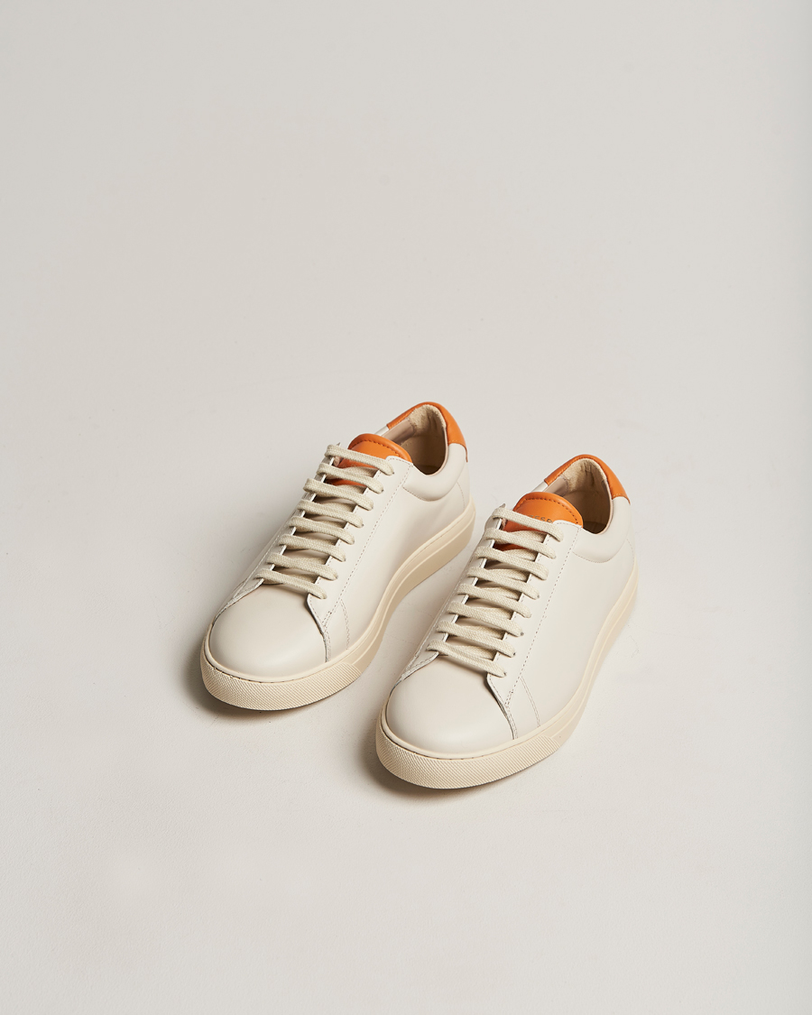 Homme | Zespà ZSP4 Nappa Leather Sneakers Off White/Pumpkin | Zespà | ZSP4 Nappa Leather Sneakers Off White/Pumpkin