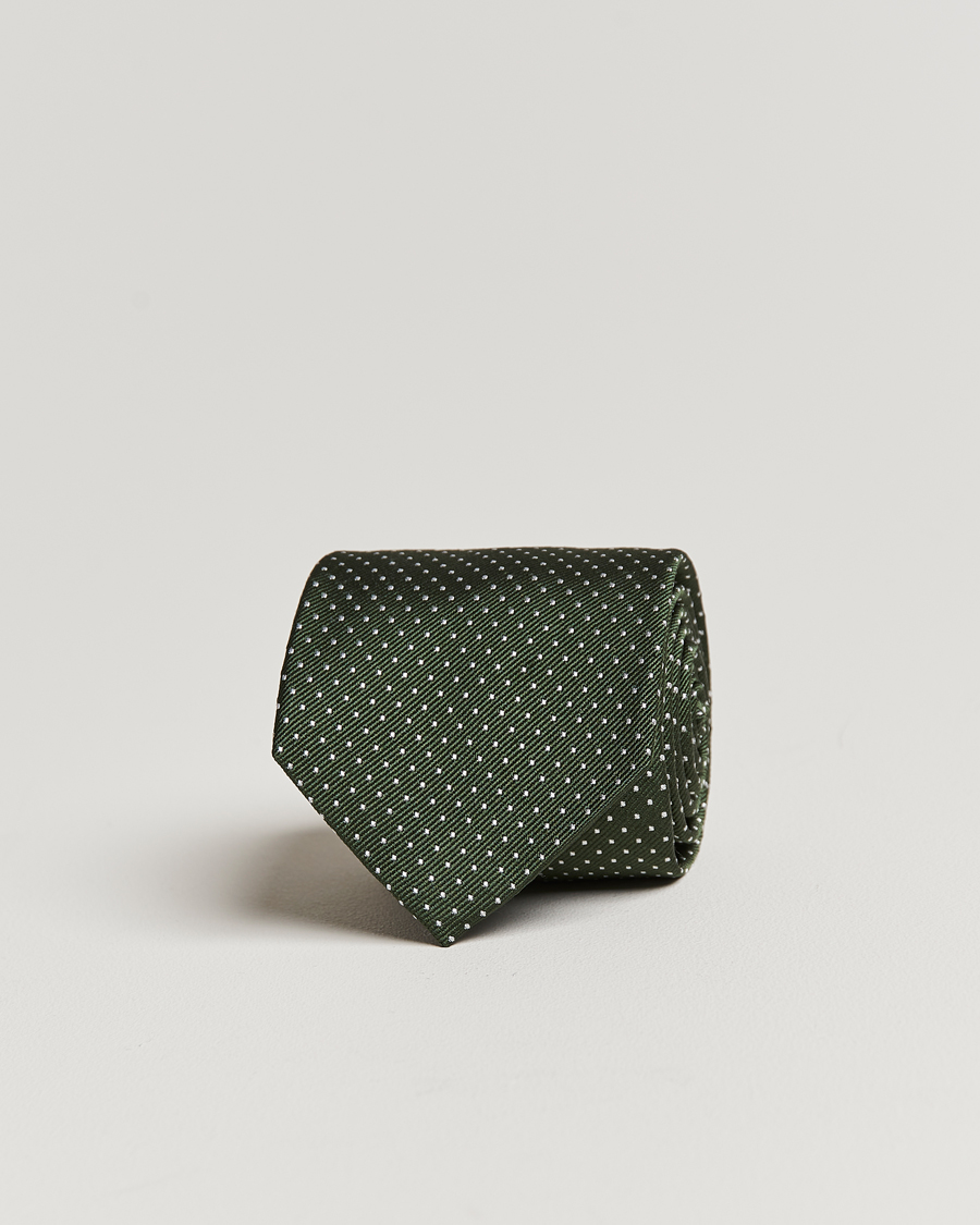 Homme | Cravates | Amanda Christensen | Micro Dot Classic Tie 8 cm Olive/White