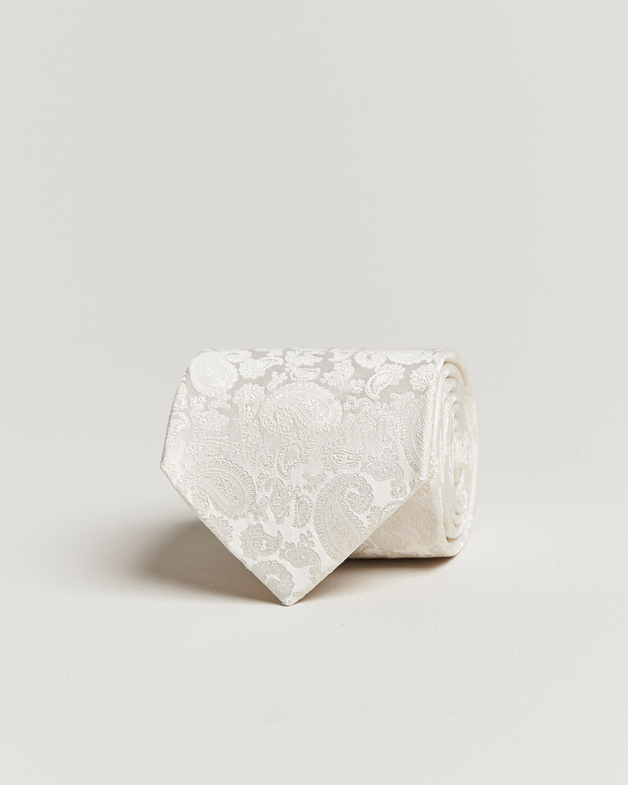 Homme | Amanda Christensen Silk Tonal Paisley Tie 8 cm Cream | Amanda Christensen | Silk Tonal Paisley Tie 8 cm Cream