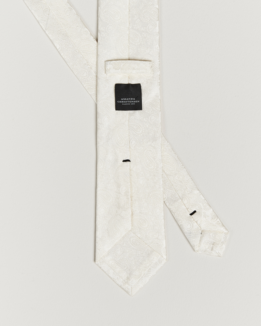 Homme | Amanda Christensen Silk Tonal Paisley Tie 8 cm Cream | Amanda Christensen | Silk Tonal Paisley Tie 8 cm Cream