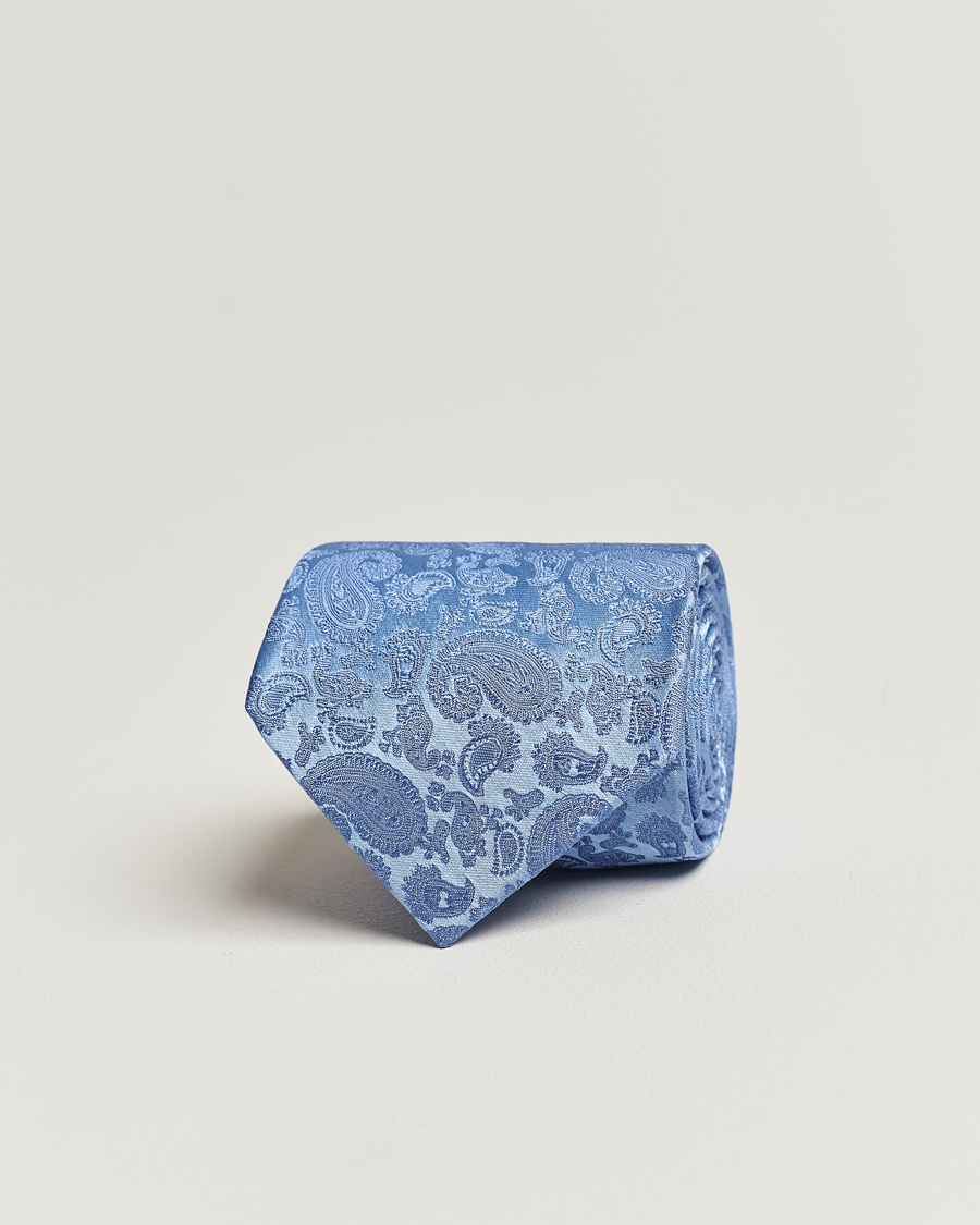 Homme | Cravates | Amanda Christensen | Silk Tonal Paisley Tie 8 cm Sky Blue