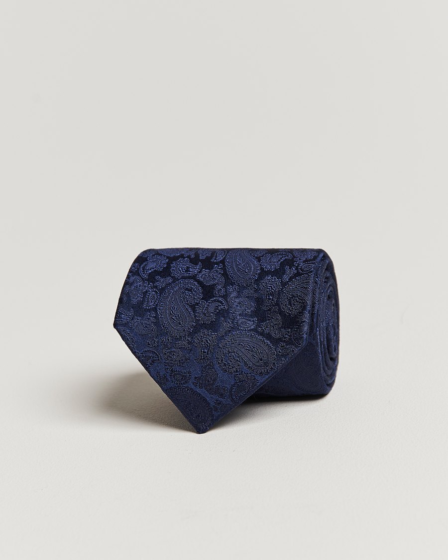 Homme | Amanda Christensen Silk Tonal Paisley Tie 8 cm Navy | Amanda Christensen | Silk Tonal Paisley Tie 8 cm Navy
