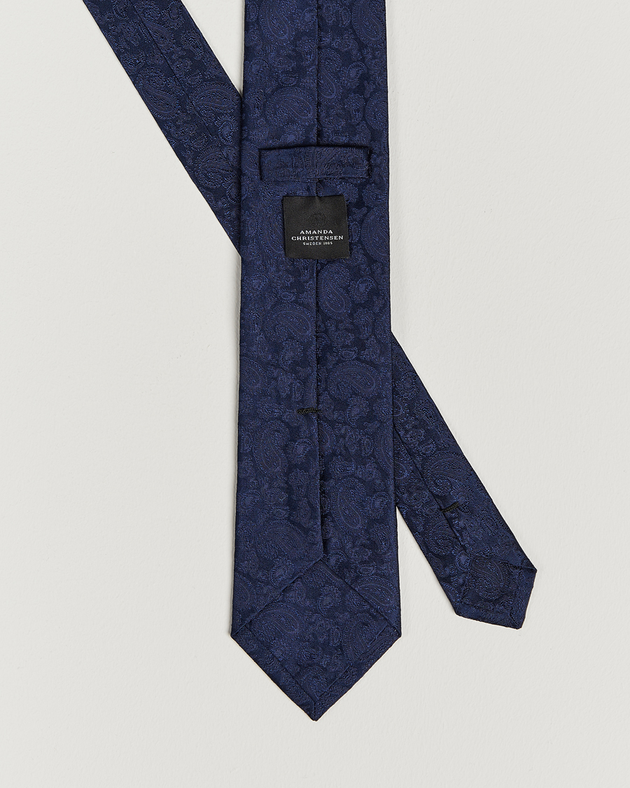 Homme | Amanda Christensen Silk Tonal Paisley Tie 8 cm Navy | Amanda Christensen | Silk Tonal Paisley Tie 8 cm Navy
