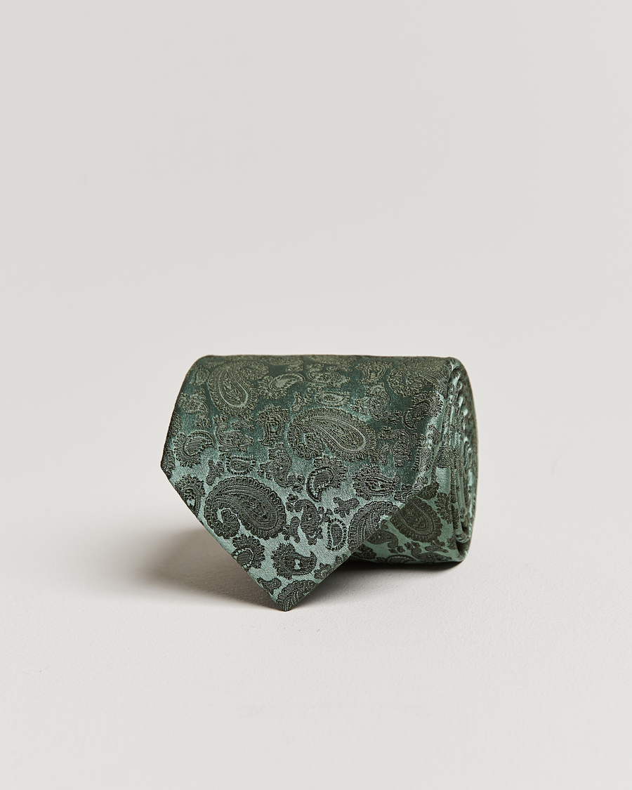Homme | Amanda Christensen Silk Tonal Paisley Tie 8 cm Olive | Amanda Christensen | Silk Tonal Paisley Tie 8 cm Olive