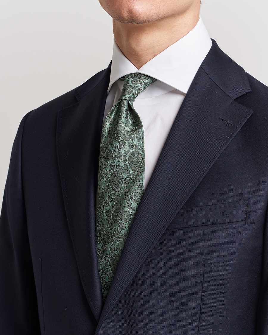 Homme | Amanda Christensen Silk Tonal Paisley Tie 8 cm Olive | Amanda Christensen | Silk Tonal Paisley Tie 8 cm Olive
