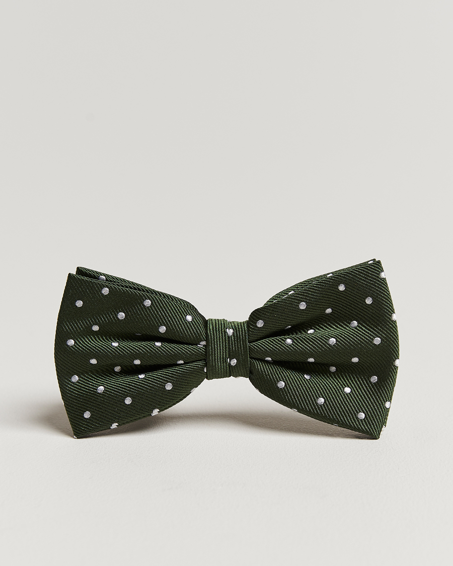 Heren | Amanda Christensen Dot Pre Tie Silk Olive/White | Amanda Christensen | Dot Pre Tie Silk Olive/White