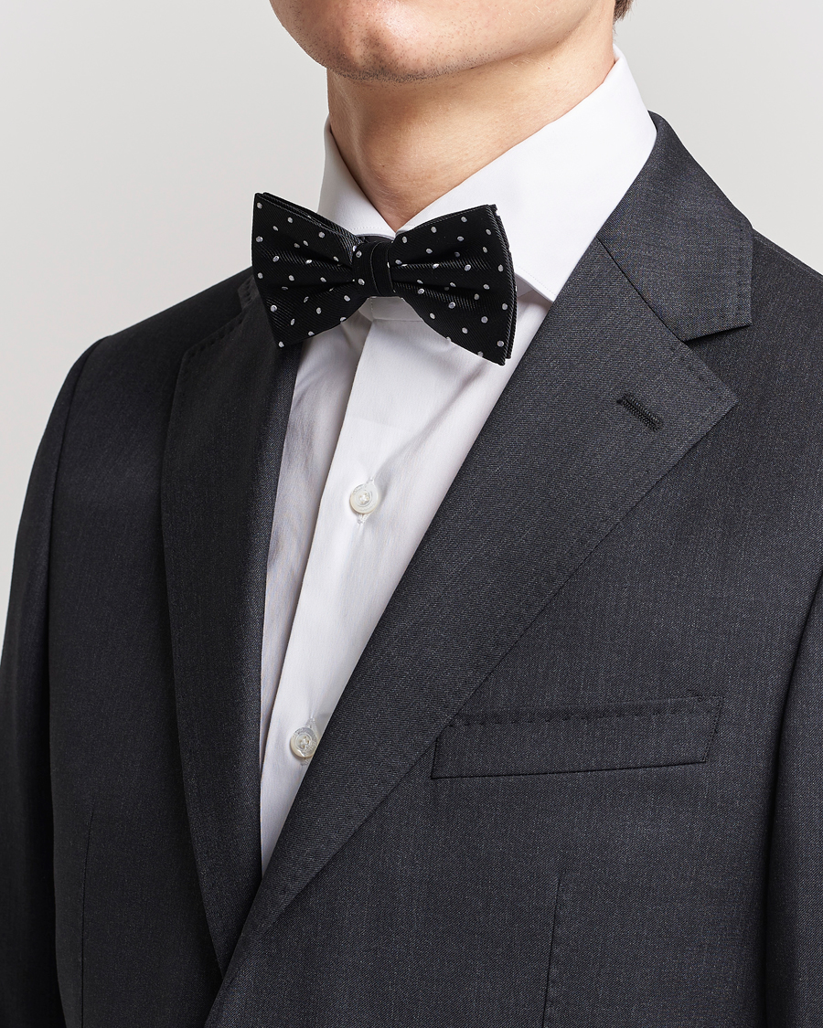 Heren | Amanda Christensen Dot Pre Tie Silk Black/White | Amanda Christensen | Dot Pre Tie Silk Black/White