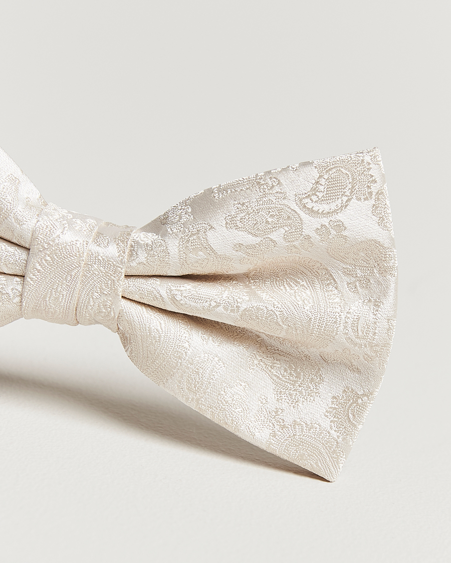 Heren | Vlinderdassen | Amanda Christensen | Tonal Paisley Pre Tie Silk Cream