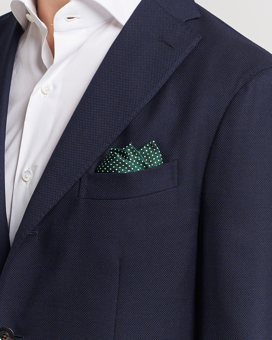 Homme | Pochettes De Costume | Amanda Christensen | Handkerchief Dot Silk Bottle Green