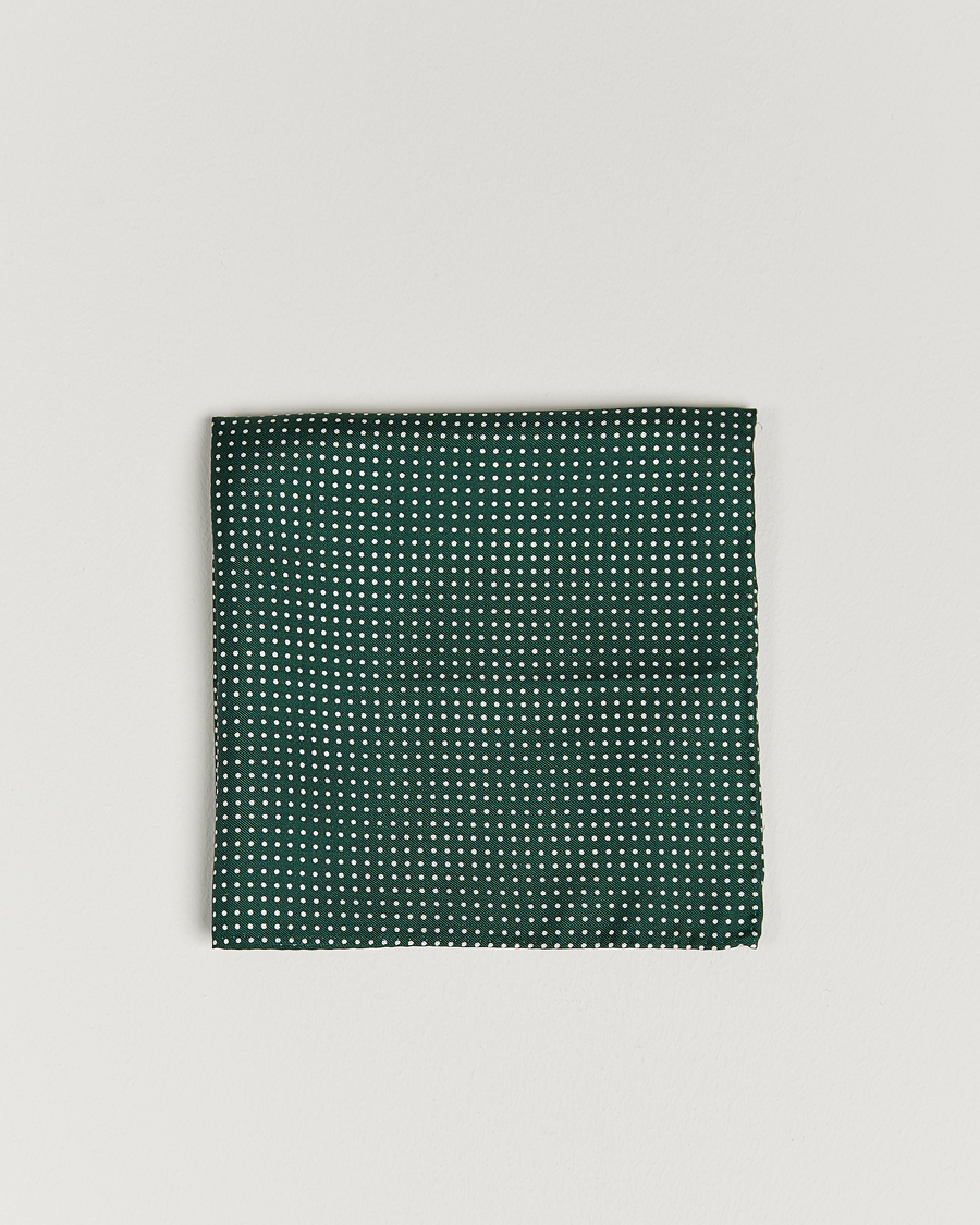 Homme | Pochettes De Costume | Amanda Christensen | Handkerchief Dot Silk Bottle Green
