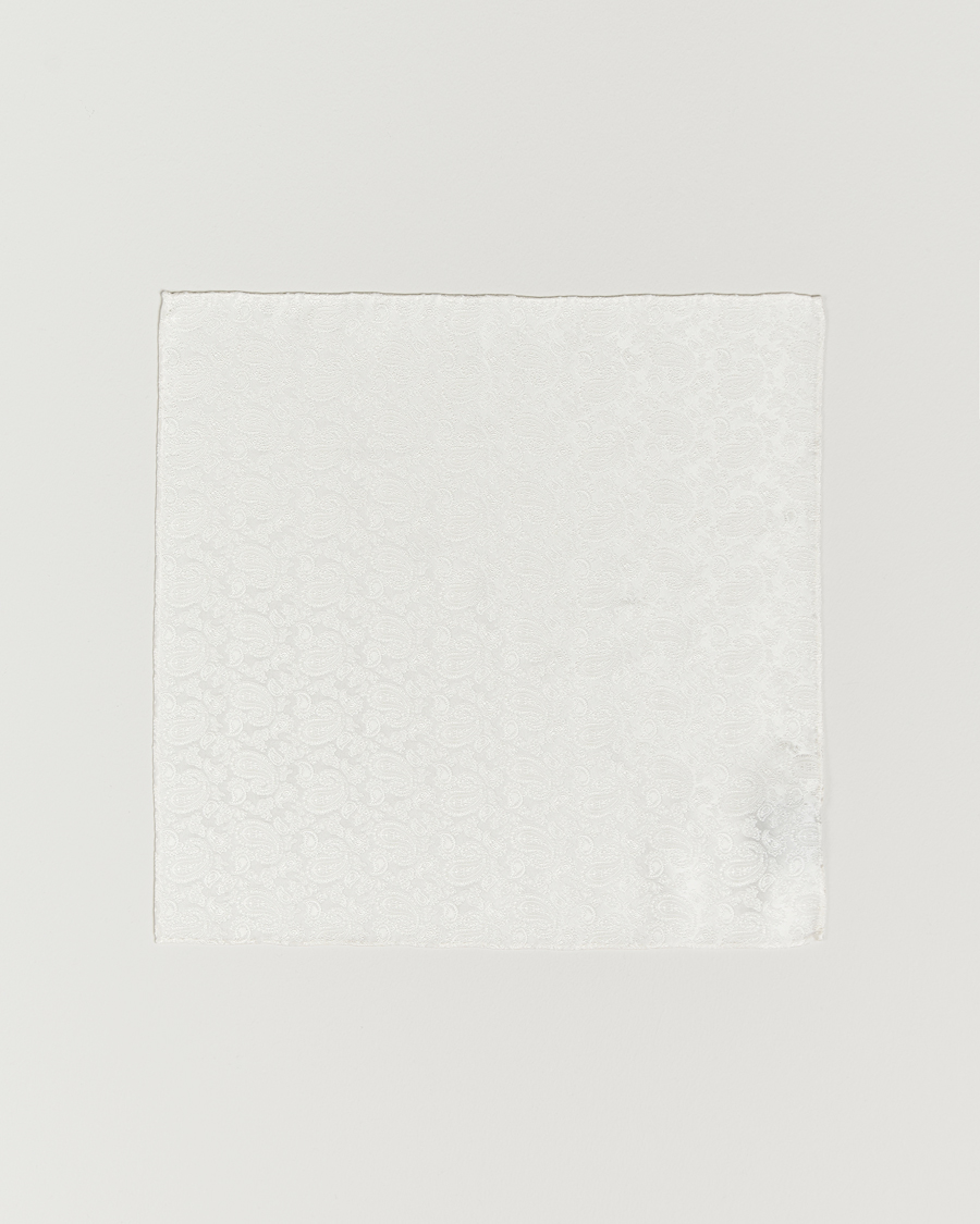 Heren | Pochets | Amanda Christensen | Tonal Paisley Silk Pocket Square Cream
